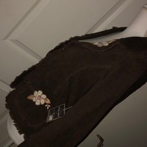True Grit NWT Brown Embroidered Corduroy Jacket